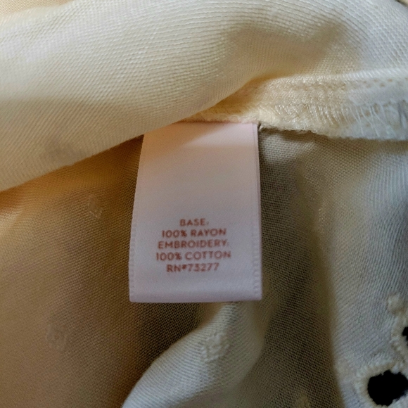 NWT Lauren Conrad Cream Beige Eyelet Key Hole Blouse Top Shirt Sz XL - Picture 5 of 7